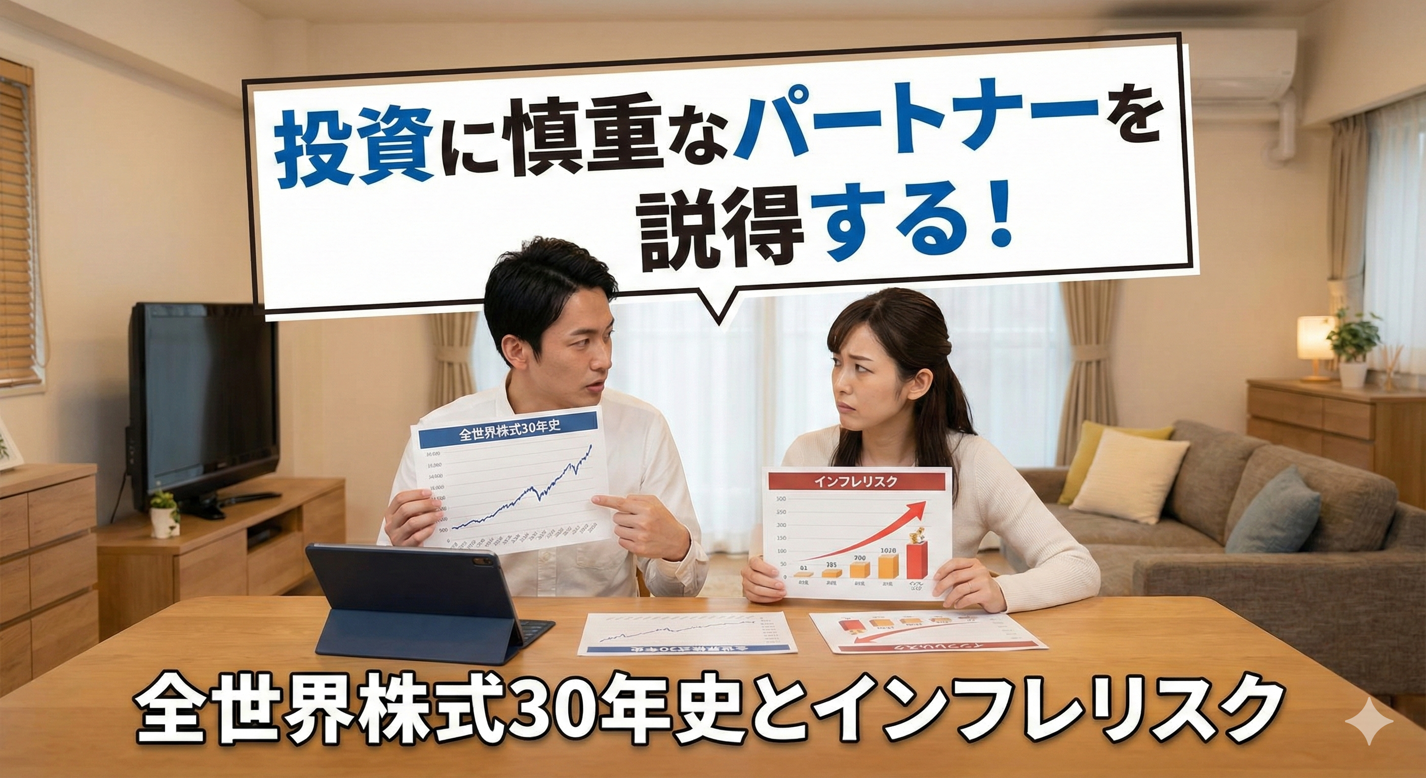 投資に慎重なパートナーを説得！全世界株式30年史とインフレリスク