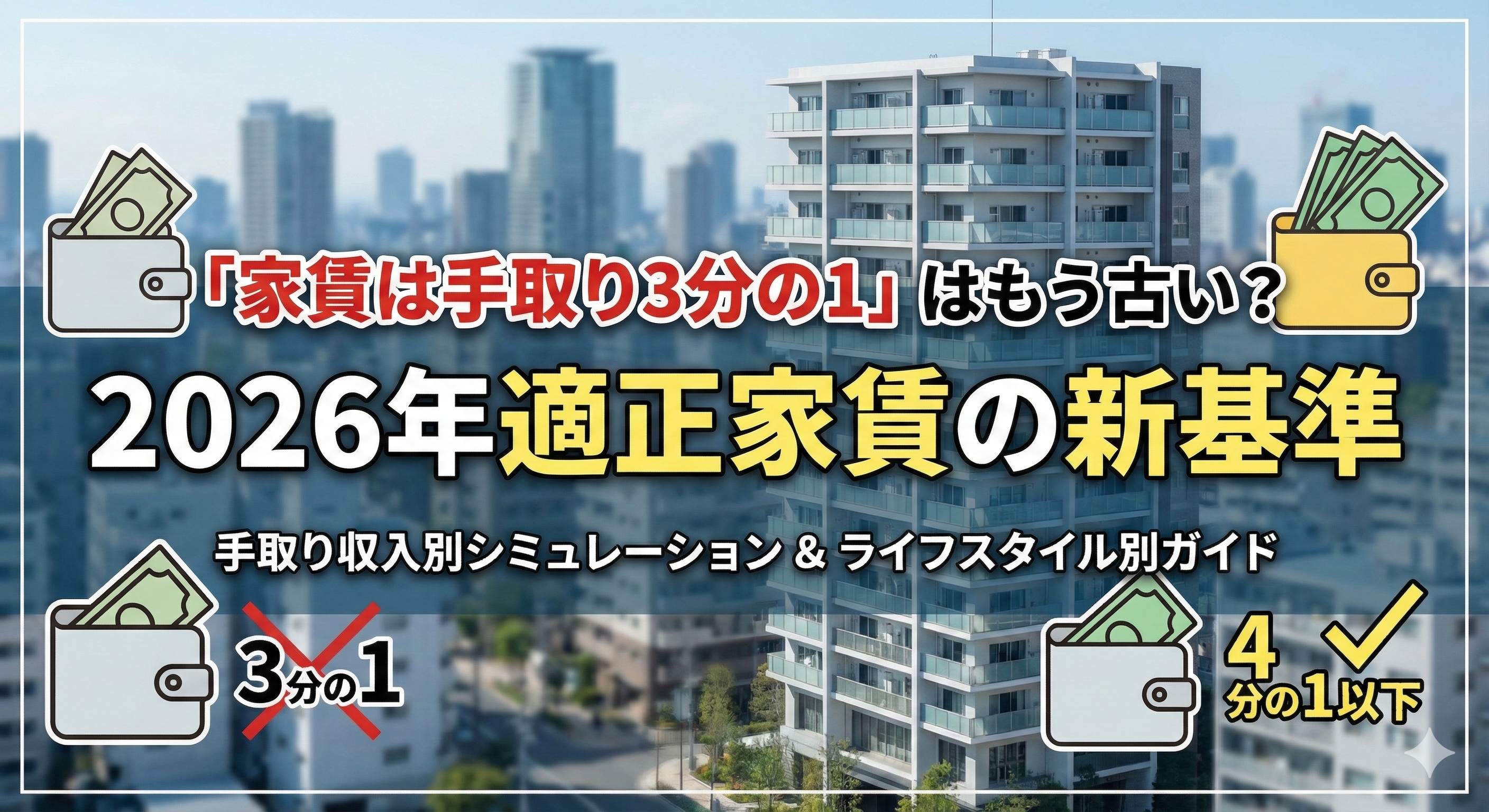 「家賃は手取り3分の1」はもう古い？2026年適正家賃の新基準