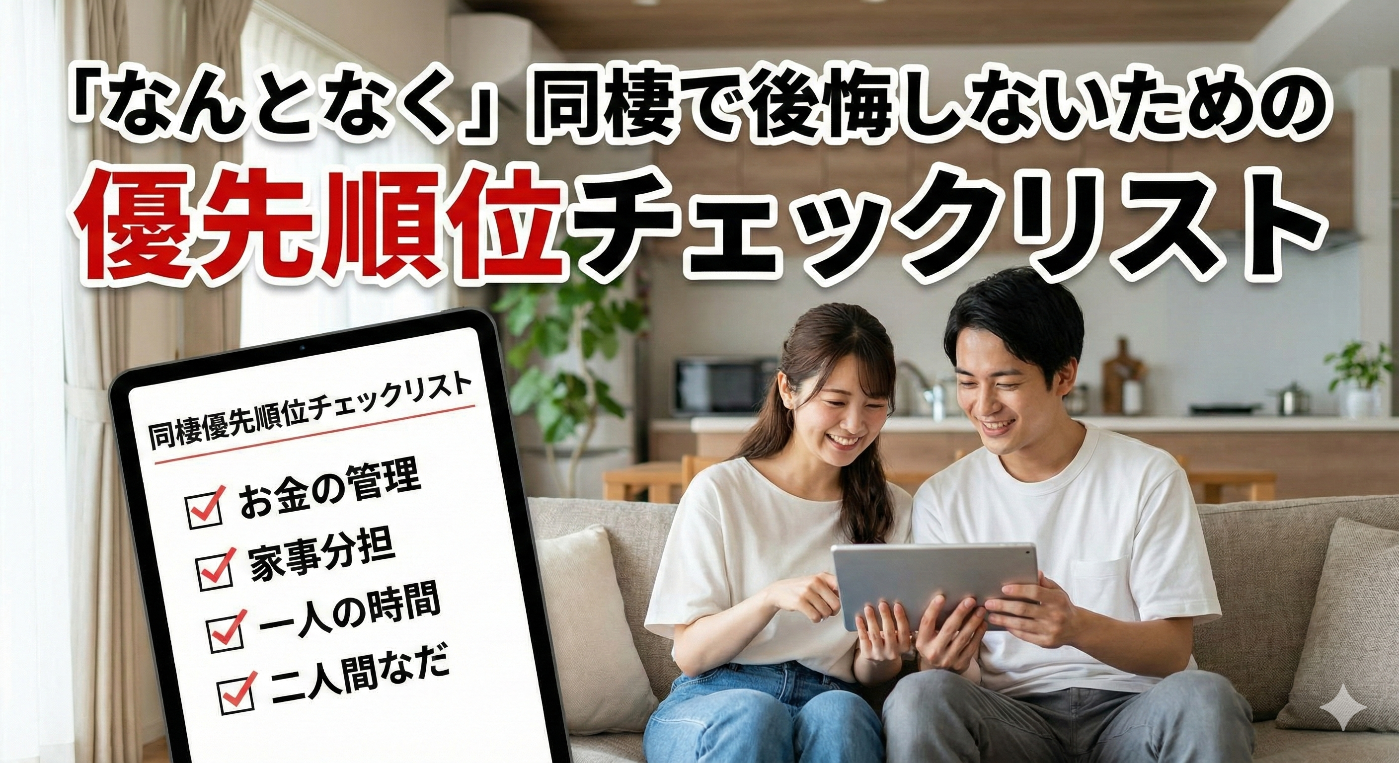 「なんとなく」同棲で後悔しない！入居前の優先順位チェックリスト