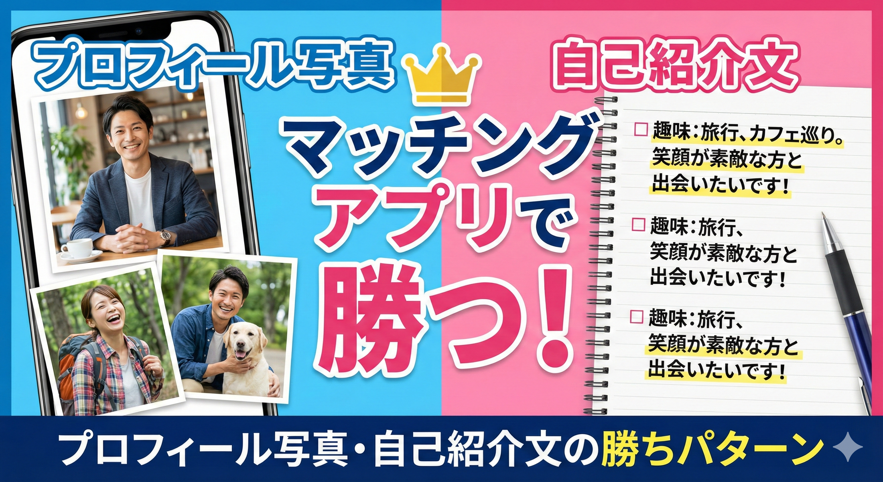 マッチングアプリで勝つ！プロフィール写真・自己紹介文の勝ちパターン