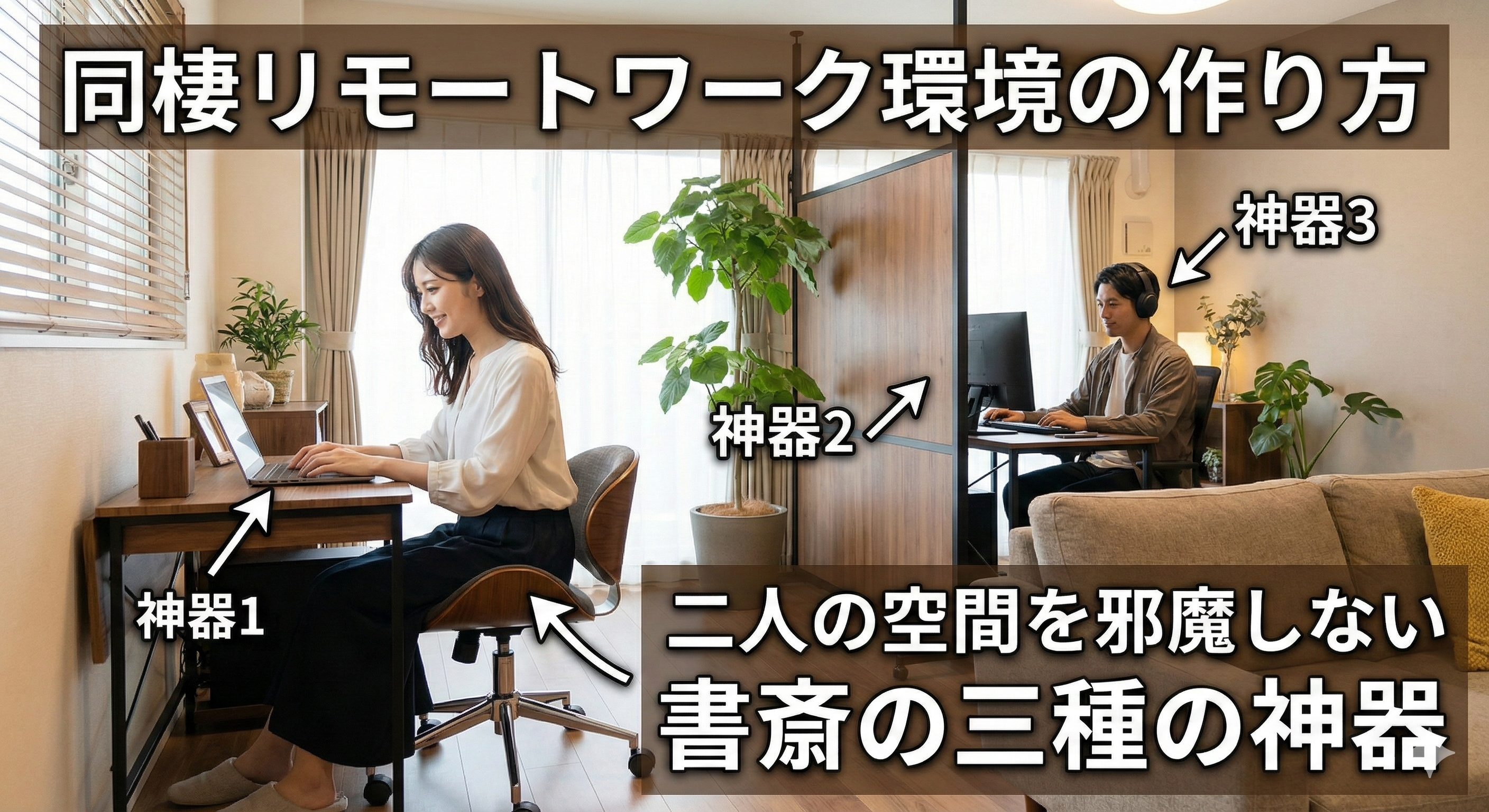 同棲リモートワーク環境の作り方！二人の空間を邪魔しない書斎3点