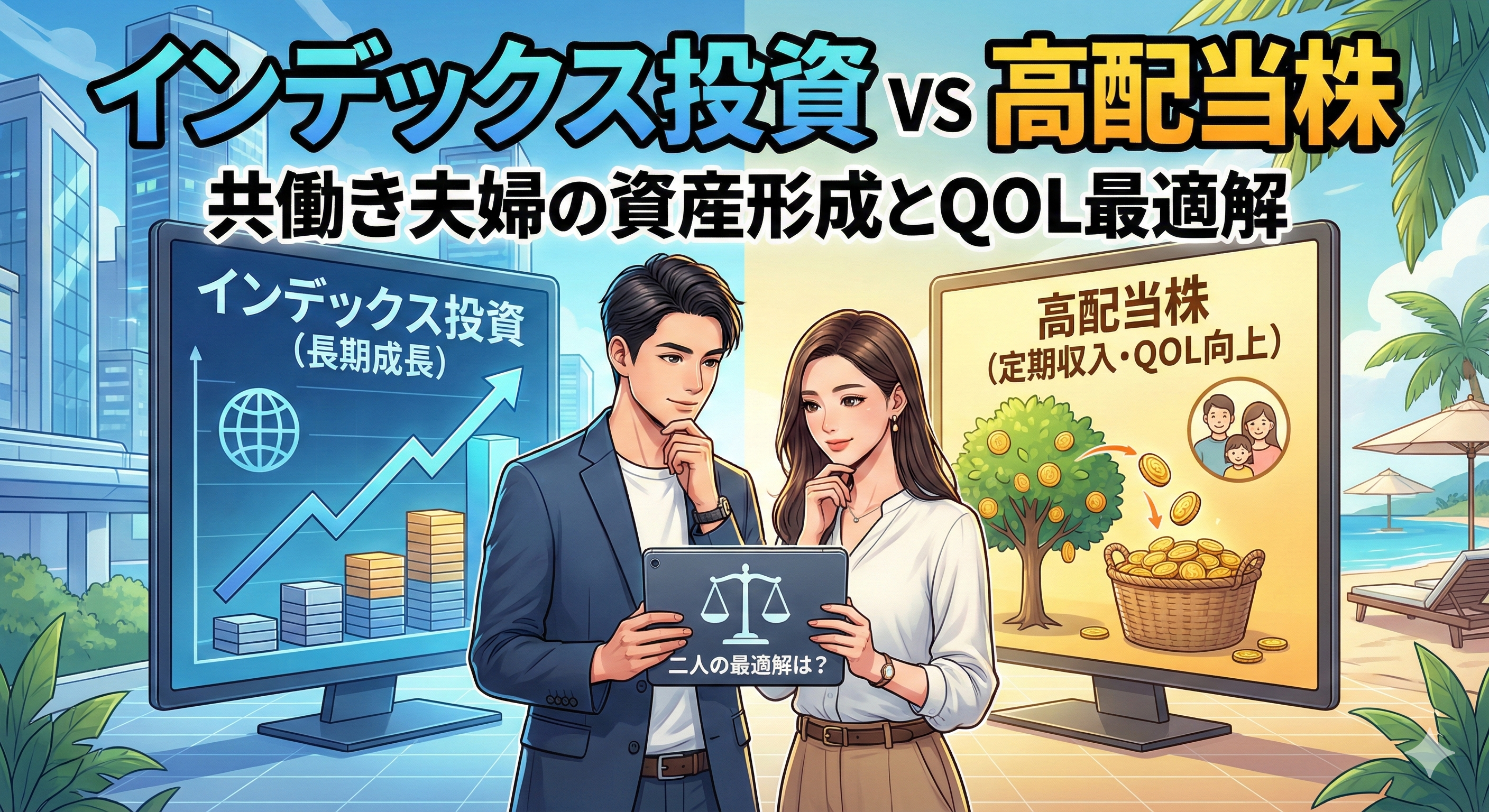 インデックス投資 vs 高配当株！共働き夫婦の資産形成QOL最適解